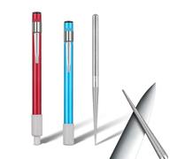 2Pcs Diamond Retractable Sharpening File, Serrated Knife Sharpener Multifunctional Knife Sharpening Steel Rod Tool Mini Steel Knives Sharpeners for Scissors, Knives and Garden Tools (Blue, Red)