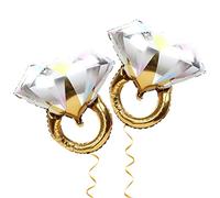 2Pcs Diamond Ring Balloons，Diamond Ring Balloons Engagement Decorations Anniversary Bridal Shower for Romantic Wedding Bridal Shower Anniversary Engagement Party Decoration