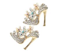 2PCS Diamond Themed High Heel Brooch Pins for Women Elegant Rhinestone Flower Jewelry Accessories for Scarves Hats and Dresses Lightweight and Versatile Fashion Brooches