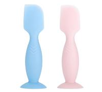 2Pcs Diaper Cream Spatula, Gentle Silicone Applicator, Hygienic Diaper Newborn Essentials Tool Suction Base (Blue+Pink)