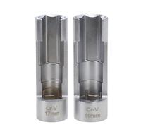 2PCS Diesel Injector Fuel Line Socket Wrench Set, Chrome Vanadium Steel 17mm 19mm Oxygen Sensor Tool for Easy Nut Removal, Silver