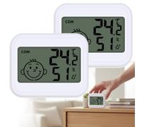2Pcs Digital Hygrometer Indoor, 2025 Mini LCD Digital Thermometer Hygrometer, Room Thermometer and Humidity Gauge with Temperature Humidity Monitor for Greenhouse, Garden, Cellar (2Pcs)