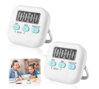 2PCS Digital Kitchen Timer with Loud 96dB Alarm,Magnetic Countdown Stopwatch with Large LCD Display,Back Stand & Hanging Hole,Ideal for Cooking,Kids,Teacher,Gym,Bathroom (White)