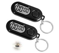 2PCS Digital Pocket Watch, Digital Countdown Timer with LCD Screen, Precise Stop Watches Key Chain Clock for Cooking Fitness Running Gym, Portable Mini Digital Clock for Clip On Keys Lanyard Backpack