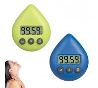 2PCS Digital Shower Timer Waterproof,Water Drop Shape Bathroom Clock with Clear LCD Display,Magnetic Kitchen Timer,Bathroom Clock Waterproof,Toothbrush & Sauna T/imer,Easy to Use(Blue,Yellow-Green)