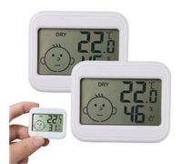 2Pcs Digital Thermometer Hygrometer Indoor, Mini LCD Digital Thermometer Hygrometer, Accurate Room Thermometers and Humidity Gauge with Temperature Humidity Monitor for Greenhouse, Garden, Cellar