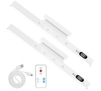2pcs Dimmable LED Under Cabinet Kitchen Lights - Adjustable 3 Colors Stick on Light with Remote Control USB-C Charging, Magnetic Rechargeable Battery Display Lights for Cupboard Closet Bedroom