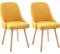 2pcs Dining Chair Set Comfortable Cotton Linen Backrest Solid Wood Frame Multifunctional Leisure Chair Design for Living Room Dining Room Bedroom
