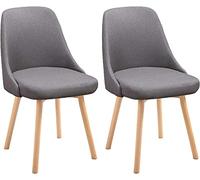 2PCS Dining Chair Set Comfortable Cotton & Linen Upholstered Chairs Solid Wood Frame Multifunctional Leisure Seating Stylish Simple Design for Bedroom & Dining Room