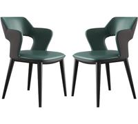 2PCS Dining Chair, Thick Leather Cushion Back Chair, Iron Bracket Hotel Guest Room Chair/Leisure Chair, Home Computer Chair (Color : A)