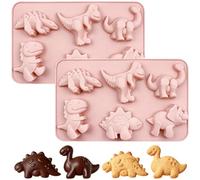 2PCS Dinosaur Silicone Mold, 8 Cavities Dinosaur Shape Chocolate Mould, 3D Dino Baking Mould, Cartoon Animal Silicone Moulds for Candy Sweets Jelly Gummy