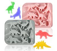 2pcs Dinosaur Silicone Mold, Dinosaur Baking Cake Chocolate Candy Gummy Jello Mold, 8-Cavity 3D T-rex Stencil, Stegosaurus Shape Soap Jelly Wax Crayons Template Decoration for Kids DIY Party