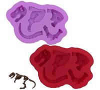 2PCS Dinosaur Silicone Molds Dinosaur Bones Silicone Moulds Funny Molds DIY Baking Tool for Chocolate Candy Halloween Christmas Party (2, Purple and Brown)
