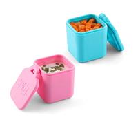 2PCS Dip Containers Compatible with OmieBox, 4oz Silicone Salad Dressing Container To Go for Most Bento Lunch Box Condiment Dipping Sauce Cups with Lids for Kids School Picnic Travel (Pink, Cyan)