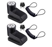 2pcs Disc Brake Lock Steel Alloy Alarm Security with Reminder Cable | Quick Locking Design for Scooters, Motorbikes, Cyclists and Commuters, Suitable for Urban Areas and Bike Racks