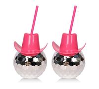 2pcs Disco Ball Cups 600ML Ball Mug with Lid and Straw Wine Cocktail Glass Drink Syrup Tea Bottle for Party Disco Ball Cup Drink Syrup Tea Bottle