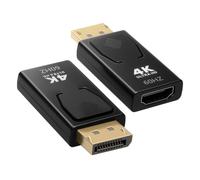 2PCS DisplayPort to HDMI Adapter Male to Female 4K DP to HDMI Converter Supports 4K@60Hz YCbCr, 4K@30Hz 2K@60Hz 1080P@120Hz G-Sync FreeSync, Compatible with PC, AMD nVidia Intel Graphics (Black)