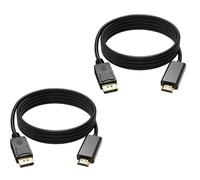 2PCS DisplayPort to HDMI Cable 1.8M, 4K DP to HDMI Cable Adapter, 30Hz Uni-Directional DP to HDMI Cables Male to Male, Compatible with PC TV Monitor Projector Laptop Dell HP