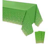 2Pcs Disposable Olive Green and Gold Dot Confetti Halloween Party Table Cloth 54 * 108 inch Large Plastic Waterproof Table Cover Rectangular Tablecloth for Halloween,Wedding,Picnic,Party Decoration