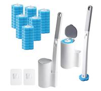 2Pcs Disposable Toilet Brush with 48 Cleaner Refills, Bowl Toilet Brush with Wall Mounted Holder, Bathroom, Cleaning Tool for Sink Bathtub Drain Wash Basin Urinal Toilet Bowl