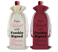 2Pcs Divorce Wine Bag Gifts for Women Men Freshly Signed Divorce Papers Wine Bottle Bag Happily Divorced Break Up Gifts for Him Her Divorce Party Decorations