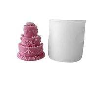 2PCS DIY Birthday Cake Silicone Mold Candle Plaster Mould 3D Multi-Layer Flip Sugar Baking Tools Chocolate Candy Molds for Making Candles(L)