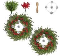 2PCS DIY Christmas Advent Wreath Ring 5 Candle Holder Set Traditional Catholic Christmas Decoration for Home Fireplace Church Xmas Centerpiece Table Decor