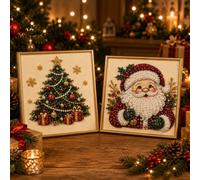 2PCS DIY Christmas Pearl Diamond Art Painting Kit with Frame,Christmas 3D Pearl Beads Art Craft for Adults Beginner,Gemstone Diamond Dots Beads for Home Wall Decor,Healing Stress-Relieving