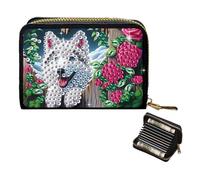 2PCS DIY Diamond Art Card Pack Pouch with Zipper,Diamond Painting Special Shaped Rhinestone Wallet Purse Card Bag for Cash Carry Daily Use Travel(Puppy)