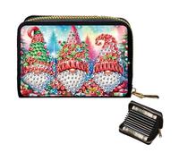 2PCS DIY Diamond Art Card Pack Pouch with Zipper,Diamond Painting Special Shaped Rhinestone Wallet Purse Card Bag for Cash Carry Daily Use Travel(Treehouse Gnome)