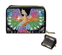 2PCS DIY Diamond Art Card Pack Pouch with Zipper,Diamond Painting Special Shaped Rhinestone Wallet Purse Card Bag for Cash Carry Daily Use Travel(Phoenix and Peacock)