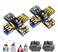 2pcs DIY Explosion Gift Box for Kids,5-Layer Creative Explosion Gift Box with Tape and Ribbonfor All Occasions,Scrapbooking Boxes, Explosion Boxes for Anniversary, Birthday, Valentine's Day (black)