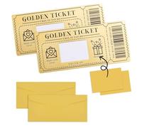 2Pcs DIY Golden Ticket Scratch Card Set with Pearlised Envelopes, Iou Vouchers, Golden Ticket Scratch Off, Personalised Scratch Off Surprise Cards for Birthday Christmas Valentine’s Day Gifts