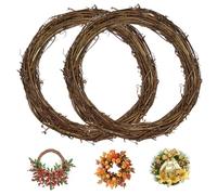 2PCS DIY Grapevine Wreath Ring 12 Inch Natural Rustic Wreath Form for Christmas Crafts and Seasonal Front Door Decor
