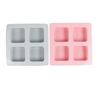 2pcs DIY Soap Mold, Cake Mold, Chocolate Mold, Four Cavities | Square Silicone Mould, Non-stick Flexible Silicone, Handmade Soap and Cheesecake Use, Home Store