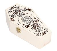 2Pcs DIY Unfinished Wooden Coffin Box Gothic Style Decorative Craft for Halloween Party Small Pet Funeral Composite Wood 17.7x9.5x4.9cm (Skull)