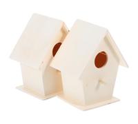 2pcs DIY Unpainted Wooden Birdhouse Kit for Gardens and Outdoor Use | Educational Value, Easy Assembly, Decorative Garden Display, Unfinished Wood Craft Project for Bird Watching