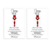 2pcs Do Not Flush Sign for Bathroom, Please Do Not Flush Anything Except Toilet Paper Products Septic Tank System Bathroom Rules Sign Sticker with Self-Adhesive for Home and Business Restroom