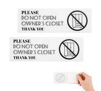 2pcs Do not Open Owner's Closet Sign, 8.98x2.99 Inch Self Adhesive Owners Closet Room Door Sign Laundry Room Sign Private Door Sign Home Essentials