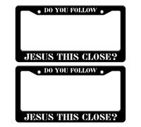 2pcs Do You Follow Jesus This Close License Plate Frame Funny License Plate Frames Auto Accessory Bracket Stainless Steel License Plate with Screws for Women Men 6x12 Inch