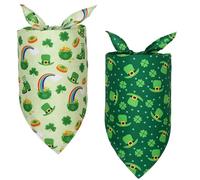 2pcs Dog Bandana St Patricks Day Pet Costume Accessories, Irish Decorations Pet Scarf Green Shamrock Clover Print St Patricks Day Irish Festival Dog Bandana Spring Party Dog Photo Props Accessories