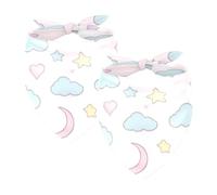2Pcs Dog Bandanas, Adjustable Cat Dogs Kerchief Triangle Bibs Scarf for Small Medium Large Dogs Cat Pets Pink Moon Clouds Stars