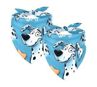 2Pcs Dog Bandanas, Adjustable Cat Dogs Kerchief Triangle Bibs Scarf for Small Medium Large Dogs Cat Pets Dalmatian Dog Pattern Blue