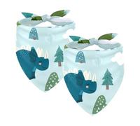 2Pcs Dog Bandanas, Adjustable Cat Dogs Kerchief Triangle Bibs Scarf for Small Medium Large Dogs Cat Pets Cartoon Dinosaur Clouds