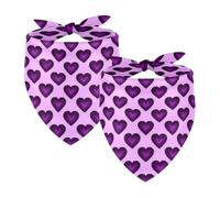 2Pcs Dog Bandanas, Adjustable Cat Dogs Kerchief Triangle Bibs Scarf for Small Medium Large Dogs Cat Pets Purple Hearts