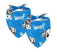 2Pcs Dog Bandanas, Adjustable Cat Dogs Kerchief Triangle Bibs Scarf for Small Medium Large Dogs Cat Pets Dalmatian Dog Blue