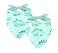 2Pcs Dog Bandanas, Adjustable Cat Dogs Kerchief Triangle Bibs Scarf for Small Medium Large Dogs Cat Pets Dinosaur Green