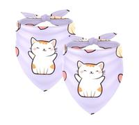 2Pcs Dog Bandanas, Adjustable Cat Dogs Kerchief Triangle Bibs Scarf for Small Medium Large Dogs Cat Pets Kawaii Cats Hearts Purple