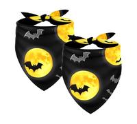 2Pcs Dog Bandanas, Adjustable Cat Dogs Kerchief Triangle Bibs Scarf for Small Medium Large Dogs Cat Pets Moon and Bat Pattern
