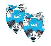 2Pcs Dog Bandanas, Adjustable Cat Dogs Kerchief Triangle Bibs Scarf for Small Medium Large Dogs Cat Pets Blue Dalmatian Dog Pattern